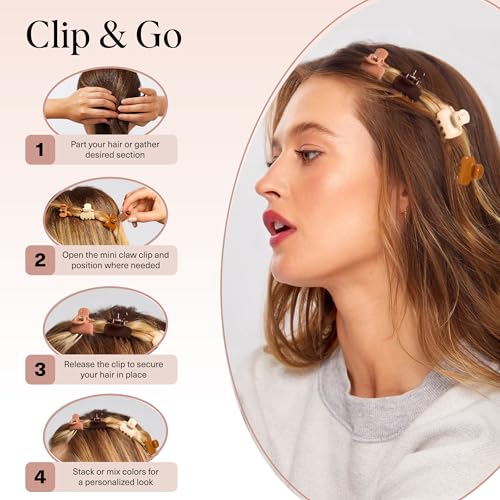 Kitsch Small Hair Clips for Women and Girls – Mini Claw Clips – Hair Accessories – Daily Styling, Recycled, | Ideal Gifts for Women Sedona – 8pc Set - color: Sedona