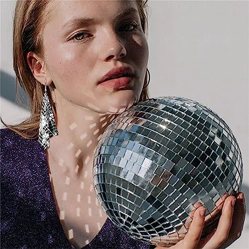 coadipress Metal Mesh Grid Sequins Tassel Long Drop Dangle Earrings for Women Trendy Lightweight Charms Disco Vintage Colorful Long Hook Earrings Bridal Wedding Jewelry - color: Silver