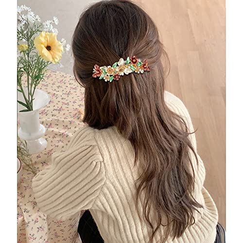 inSowni 4 Pack Luxury Glitter Sparkly Jeweled Gems Crystals Rhinestones Retro Vintage Butterfly Metal French Barrettes Alligator Snap Hair Clips Pins Headpieces Accessories for Women Girls - color: Blue,Champagne,Gold,Pink,Purple