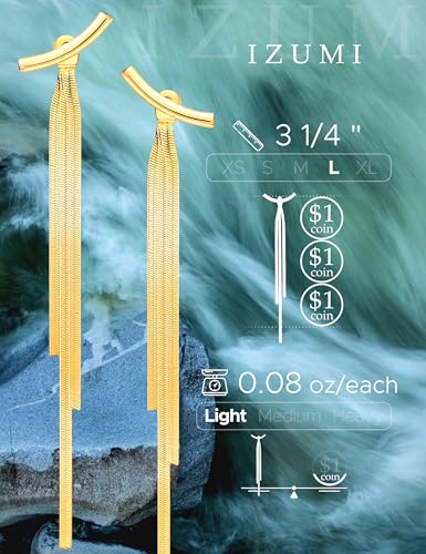Long Dangle Earrings for Women – Elegant Dainty Tassel 18K Gold Plated Earrings for Womens in Prom Lightweight and Hypoallergenic Dangling Gold Earings for Women and Teens - color: Izumi Gold
