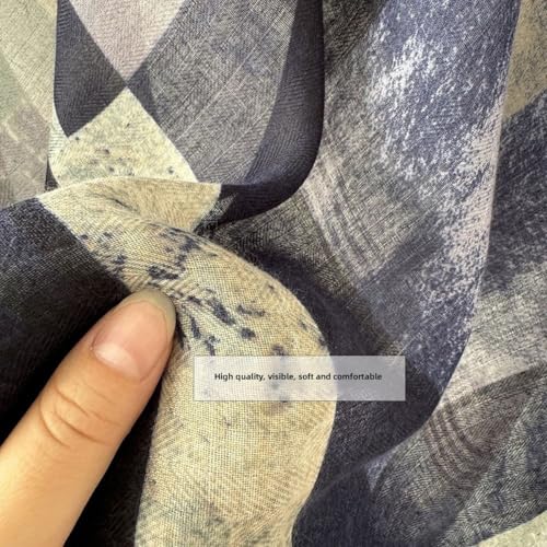 K-Elewon Large Square Scarf 51" Cotton and Linen Hand feel Scarf Fashion Scarves Hair Wrapping Scarfs Neck Scarves for Women - color: H2301