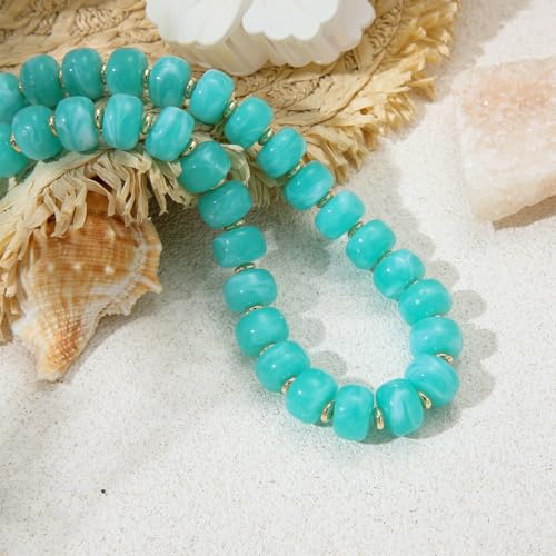 Chunky Colorful Beaded Necklaces for Women Big Bead Boho Choker Necklace Trendy Heart Statement Necklace Summer Beach Jewelry Mothers Day Gifts for Mom Daughter - color: Mint-Green Round Choker