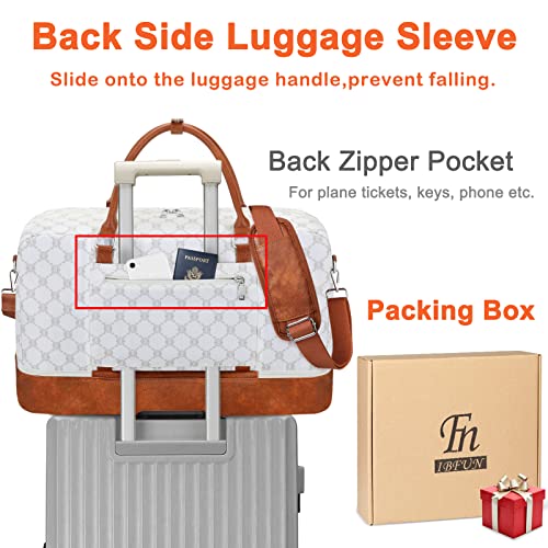 IBFUN Weekender Bags for Women, 21" Weekender Travel Bag, Travel Duffle Bag with Shoe Compartment Carry on Overnight Duffel Bag for Weekend Travel Business Trip, 3PCS - color: A6-Beige