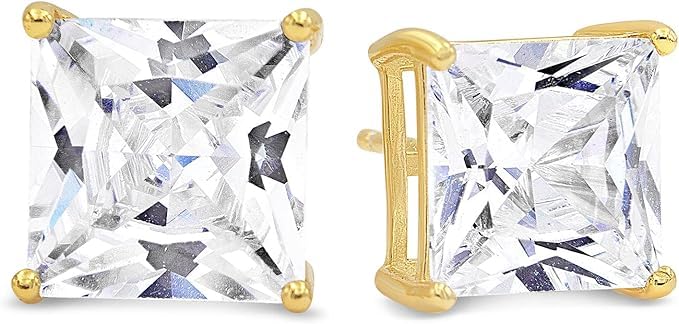 KEZEF Sterling Silver Stud Earrings for Women & Men - 4-Prong Setting Cubic Zirconia Earrings Studs - Premium CZ S925 Hypoallergenic - Available in 14K White and Yellow Gold, Rose Gold - 3mm to 9mm - color: 14K Yellow Gold, size: 3mm - Tiny