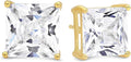 KEZEF Sterling Silver Stud Earrings for Women & Men - 4-Prong Setting Cubic Zirconia Earrings Studs - Premium CZ S925 Hypoallergenic - Available in 14K White and Yellow Gold, Rose Gold - 3mm to 9mm - color: 14K Yellow Gold, size: 3mm - Tiny