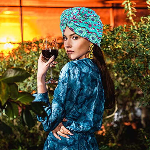 SATINIOR 4 Pieces African Pattern Headwrap Pre-Tied Bonnet Turban Knot Beanie Cap Headwrap Hat - style: Classic
