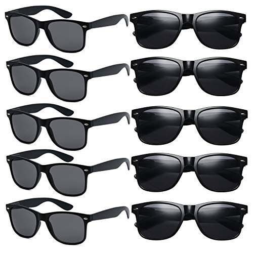 Eyegla Sunglasses Bulk Party Sunglasses Pack 80s Shades Eyewear Set for Men Women 8/10/20/30Pack - color: Black 10 Pack