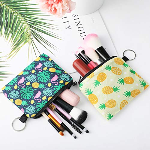 Boao 10 Pieces Small Coin Purse for Women Adults, Change Purse Pouch Mini Wallet Coin Bag with Zipper (Tropical Series) - style: Tropical Series