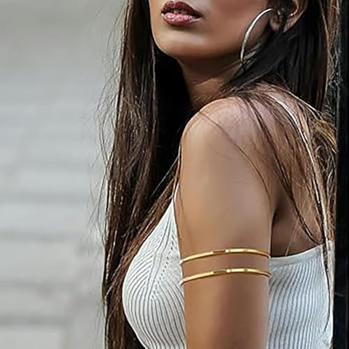 Vivian&CD 14K Gold Plated Starfish Arm Cuff for Women, Adjustable Upper Arm Bracelet Boho Beachy Statement Jewelry Summer Ocean-Themed Armband for Parties & Vacations - style: Gold Rectangle