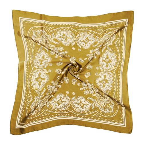 DOOBO Satin Head Scarf - 27.5 Inches Silk Bandana Hair Wrap Square Scarf for Women & Girls - color: Yellow