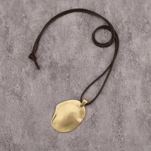 JAOYU Boho Necklace for Women Large Pendant Necklace Boho Long Choker Leather Gold Necklace Vintage Earthy Jewelry Trendy - style: Big Statement Necklace