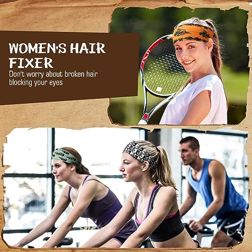 18 Pcs Sports Sweatbands for Men Women Camo Headbands Workout Non Slip Headbands Breathable Head Band Fitness Stretchy Unisex Hairband for Yoga Running Cycling Ball - color: Black Orange