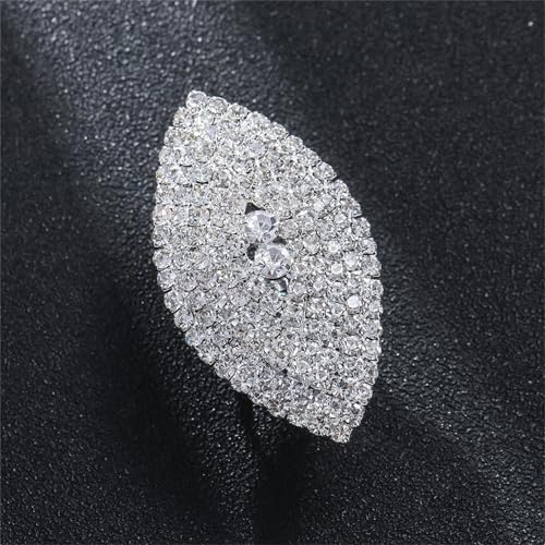 Sparkling Rhinestone Ring Bohemia Thick Large Oval Geometric Ring Square Princess Rings Fashion Heart Zircon Crystal Ring Prom Wedding Party Ball Rings for Women - color: Silver