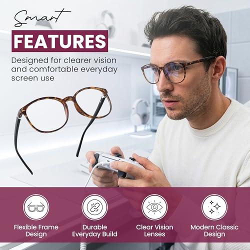 LifeArt Round Blue Light Blocking Glasses, Computer Glasses, Gaming Glasses, TV Glasses for Women Men (Tortoise, 0.25 Magnification) - color: 01_days_tortoise, size: +0.25 Magnification