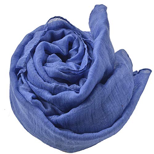 woogwin Women's Cotton Scarves Lady Light Soft Fashion Solid Scarf Wrap Shawl - color: Denimblue