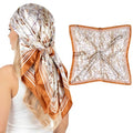 Pistha Head Scarf Bandana for Women, Satin Scarf for Hair, Large Square Silk Bandana Headscarf for Women and Men 35 Inch - style: Flower-orange