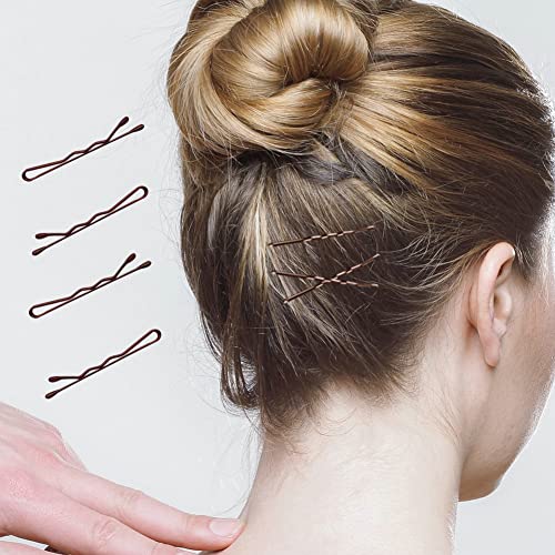 220 Count Mini Wavy 1.38 Inch Bobby Pins Brown, YINGFENG Small Hair Bobby Pins with Storage Box for Updos, Metal Hair Clips for Kids, Girls and Women, Suitable for All Hair Types - color: Brown（1.38inch）