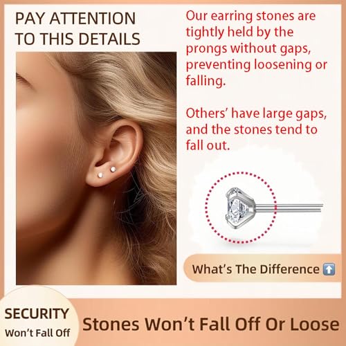 10 Pairs Small Stud Earrings for Women Precision-Cut Cubic Zirconia Earrings for Sensitive Ears Hypoallergenic Surgical Stainless Steel Tiny Stack Earrings for Multiple Piercing - color: 3mm-10 Pairs