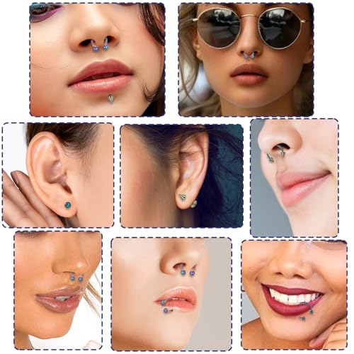 64 PCS Jewelry Lip Barbell Ring Lip Rings Vertical Labret Medusa Snake Bite Earring Piercing Jewelry Helix Earring Daith Tragus Cartilage Studs Steel for Women Men - color: Multiple colors