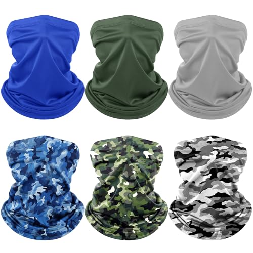 Geyoga 6 Pieces Summer UV Protection Cooling Neck Gaiter Face Clothing Neck Gaiter Mask Scarf Sunscreen Breathable Bandana - color: Camouflage Colors