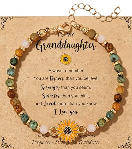 Sunflower Gifts for Women, Gifts for Women Bracelet, Symbol of Positivity Strength and Love, Inspirational Sunshine Jewelry, Birthday Christmas Thank You Gift, Friends Daughter Coworkers - style: Granddaughter