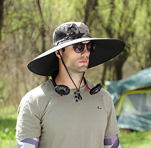 Leotruny Men Wide Brim Sun Hats UPF50+ Waterproof Breathable Bucket Hat for Fishing, Hiking, Camping - color: C07-khaki Ink