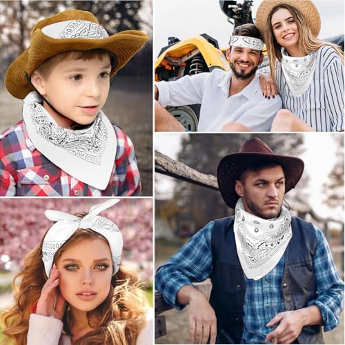 NACHLYNN 10/20pcs Paisley Bandanas Assorted Bandanas Cowboy Polyester Headbands Square Scarf Headwear - color: White