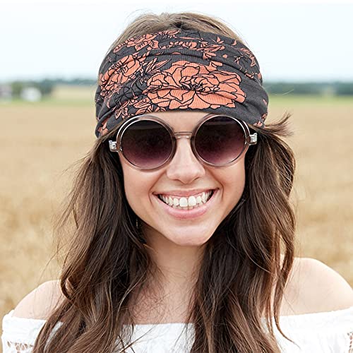 Jesries 10 PCS Women Headbands African Wide Hair Wrap Extra Turban Head Bands for Lady Large Sport Workout Stretch Non-slip Big Hair Bands - color: Army green