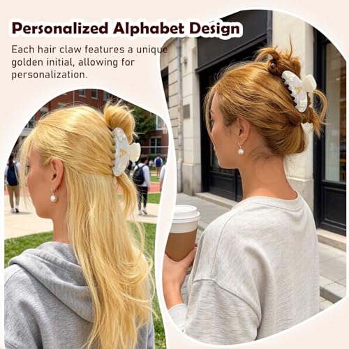 Iridescent Pearl Hair Claw Clip with Butterfly & Initial Charm, Fashionable Acrylic Hair Accessories for Women - color: ZM-R