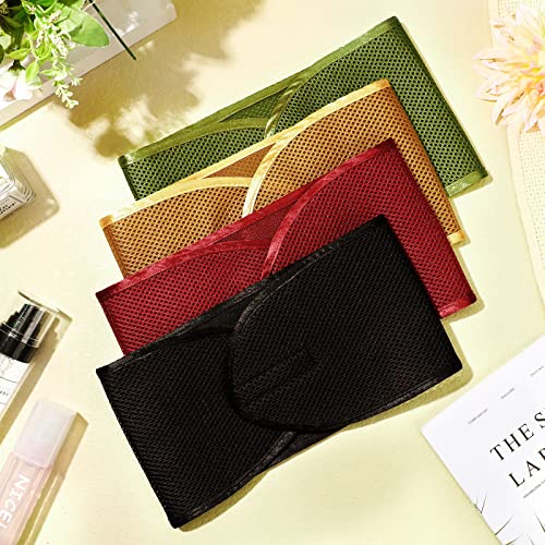 Haysandy 4 Pcs Mesh Hair Wrap for Women Pixie Hair Mesh Wrap Adjustable Pixie Cut Head Band for Sleeping Styling Makeup(Black, Wine Red, Khaki, Light Green) - color: Black, Wine Red, Khaki, Light Green