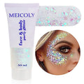 MEICOLY Clear White Face Body Glitter,Mardi Gras Face Glitter Makeup for Kids Women,Face Glitter for Running Half Marathon,Sparkly Mermaid Hair Glitter,Singer Concert Festival Rave Accessories - color: white body glitter