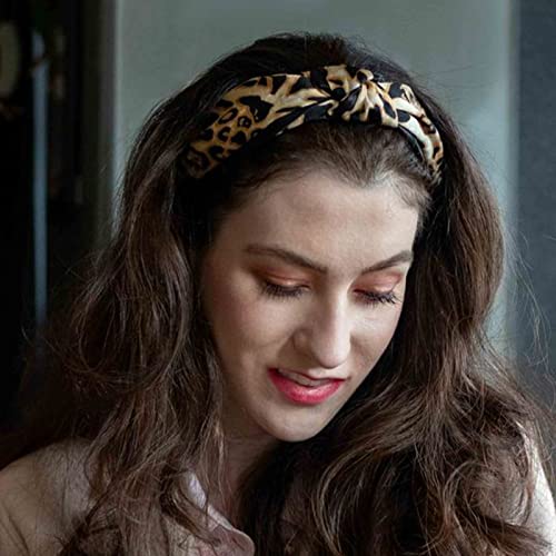 DRESHOW 8 Pack Knotted Headbands for Women Wide Turban Headband Yoga Exercise Ribbing Hair Hoop Hair Bands Accessories - color: 8 pcs: Ribbing, Pearl, Leopard Print B