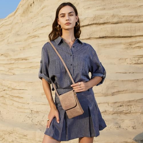 BOSTANTEN Vegan Leather Crossbody Bags for Women Designer Cell Phone Bag Wallet Purses Adjustable Strap - color: A-07-camel Brown