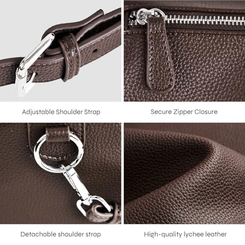 Prite Crossbody Bag for Women Vegan Leather Minimalist Cylinder Shoulder Bag with Adjustable Strap Soft Barrel Purse - color: Coffee