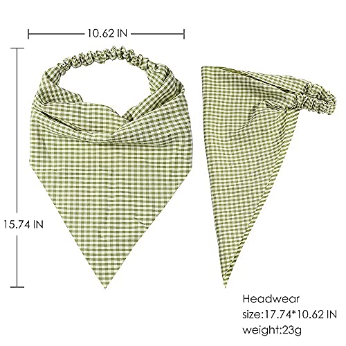Vercret 6 Pack Hair Scarf Headband for Women Elastic Bandana Head Scarf Large Boho Triangle Kerchief with Clips Non Slip Scarves - color: D Pack Plaid Printed