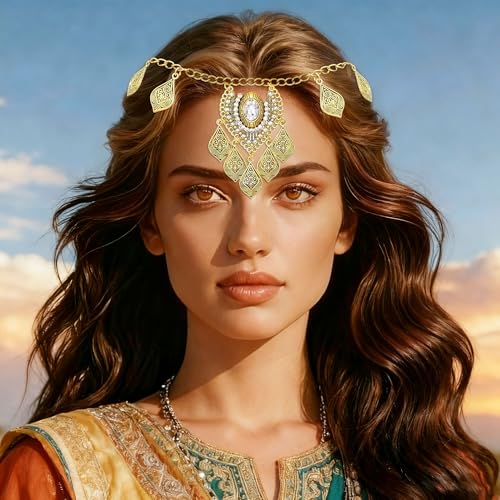 JeVenis Egyptian Costume Accessories Gold Hair Chain Egyptian Headpiece Coin Headband Costume Hair Chains for Women Boho Headpiece Prom Accessories Costume Cosplay for Halloween Christmas