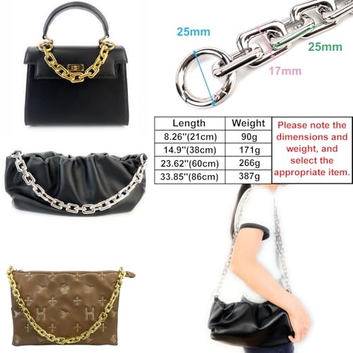 VersaKits 33.85'' Bronze Heavyweight Chunky Purse Chain Strap | Premium Zinc Alloy Luxury-Inspired Design Wear-Resistant Finish Easy Clip-On Installation DIY Bag Upgrades - color: Bronze, size: 33.85''(86cm)
