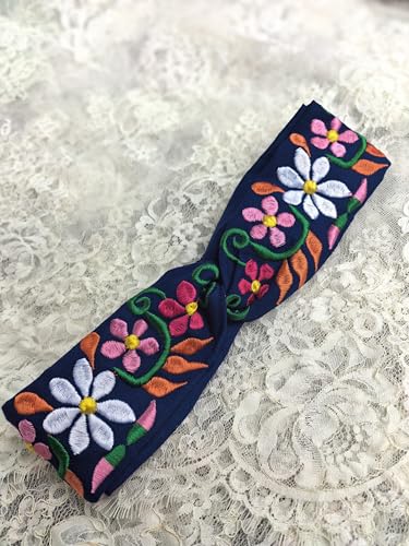 FANFAN Royal Blue Hand Dyed Braided Floral Headband Day of Dead Beach Wedding Gala Hair Accessory E9 - color: Royal Blue