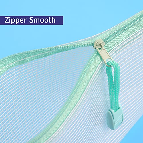 Tamaki 6 Pack Mesh Pencil Pouch Waterproof Bags Plastic Zipper Pouch A6 Size for Classroom Organization School Office Supplies (Macaroon, A6) - color: 6 Pack Macaroon