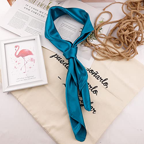 NZKNP Silk-Like Head Scarf - Women's Bandana Wraps - color: 16-turquoise, size: 35"*35"