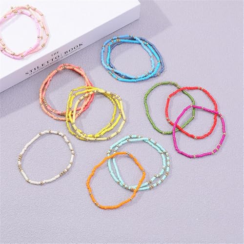 Fuqimanman2020 18Pcs Boho Stackable Beaded Bracelets for Women Colorful Handmade Multilayered Rice Beads Anklets Set Summer Beach Bohemian Jewelry Gift - color: Style 2 Multicolor