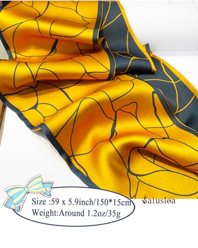 Purse Scarf For Handbags Head Scarves For Women's Hair Bags Scarfs Long Skinny Scarves Fashion Silky - color: A27-gold Ash Crack