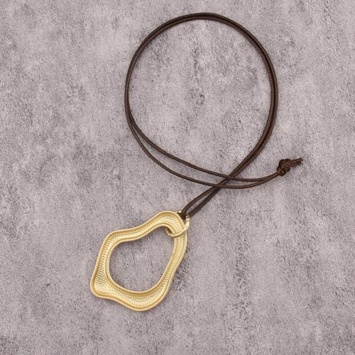 Bohemian Women's Leather Long Pendant Necklace Sweater necklace Adjustable Retro Woven Handmade Jewelry - color: Gold Lrregular