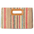 Beach Clutch Bag Straw Summer Clutch Purses for Women Handmade Woven Purse Detachable Gold Chain, Crossbody - color: Mix