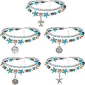 Suyi 5pcs Ankle Bracelets for Women Layered Beach Adjustable Anklets Boho Chain Anklet Foot Jewelry - color: 5pcs