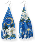 Long Beaded Earrings for Women, Statement Tassel Dangling Earrings, Native American Jewelry Boho Country Colorful Flower Moon Bead Gifts - style: Lunar Cascade