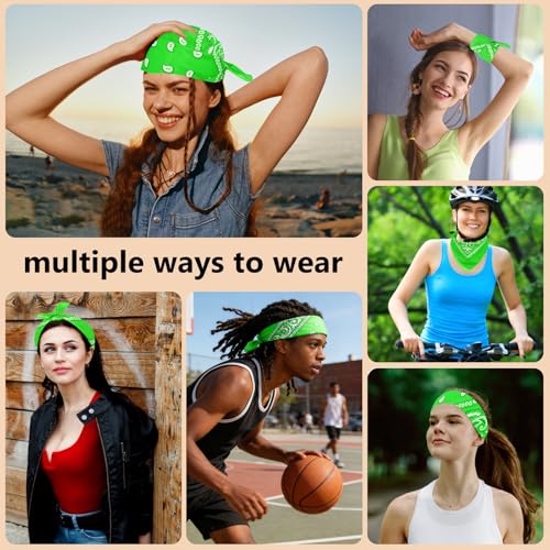 Morcheiong 8/16 Pcs Bandanas Paisley Bandana Head Scarf Headband Handkerchiefs for Men Women Boy Girls - color: Green