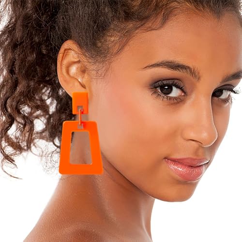 Handmade Unique Hollow Square Acrylic Lightweight Dangle Drop Earrings Chic Geometric Stud Earrings For Women