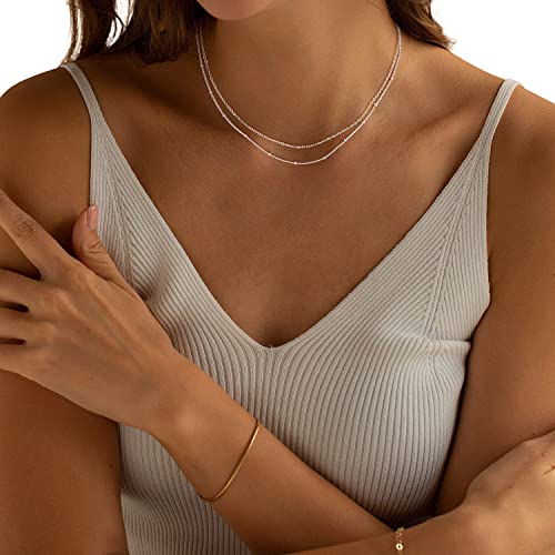 MBW Silver Paperclip Chain Necklace for Women,Dainty Sterling Silver Choker Necklaces for Women Trendy Simple Long Chunky Minimalist Waterproof Link Necklace Jewelry Gifts for Women 16/18/20 in - color: Statellite Chain