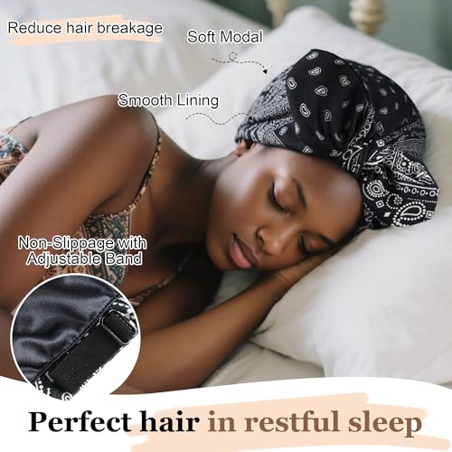 Ababalaya Satin Lined Beanies for Women Chemo Headwear Silky Lined Cotton Sleeping Cap - color: Black